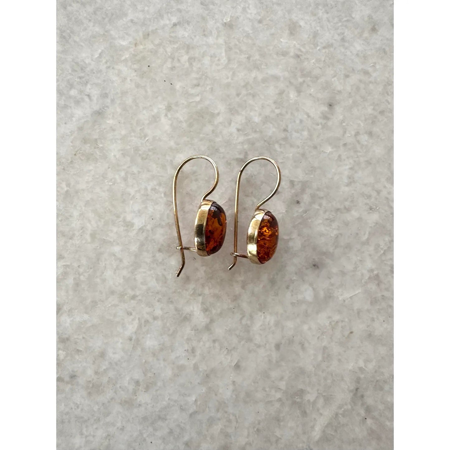 Gold Over Sterling Silver Amber Earrings
