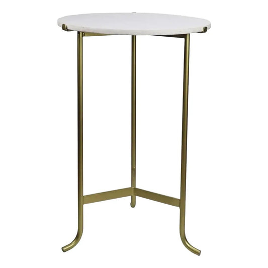 Matthew Izzo Marble and Brass Three-Legged Side Table