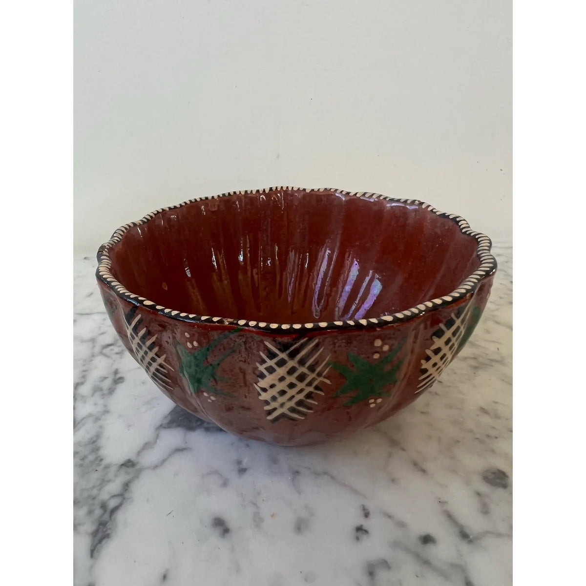 Small Handpainted Terra Cotta Bowl