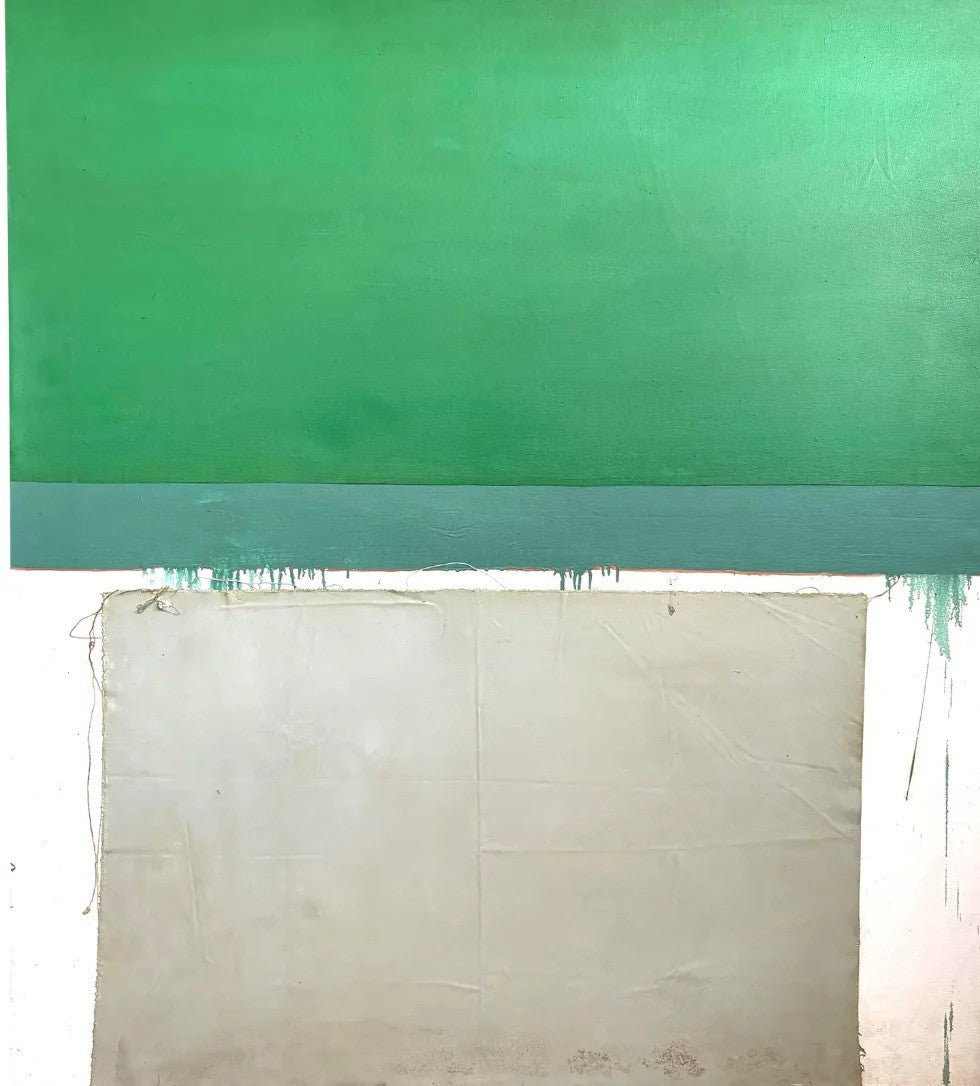 Barbara Beck 1960s Large Scale Abstract Oil Painting and Mixed Media on Canvas
