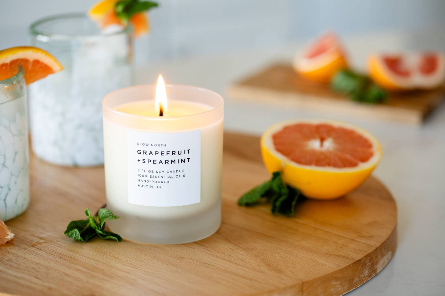 Slow North - Grapefruit + Spearmint Candle - 100% Essential Oils