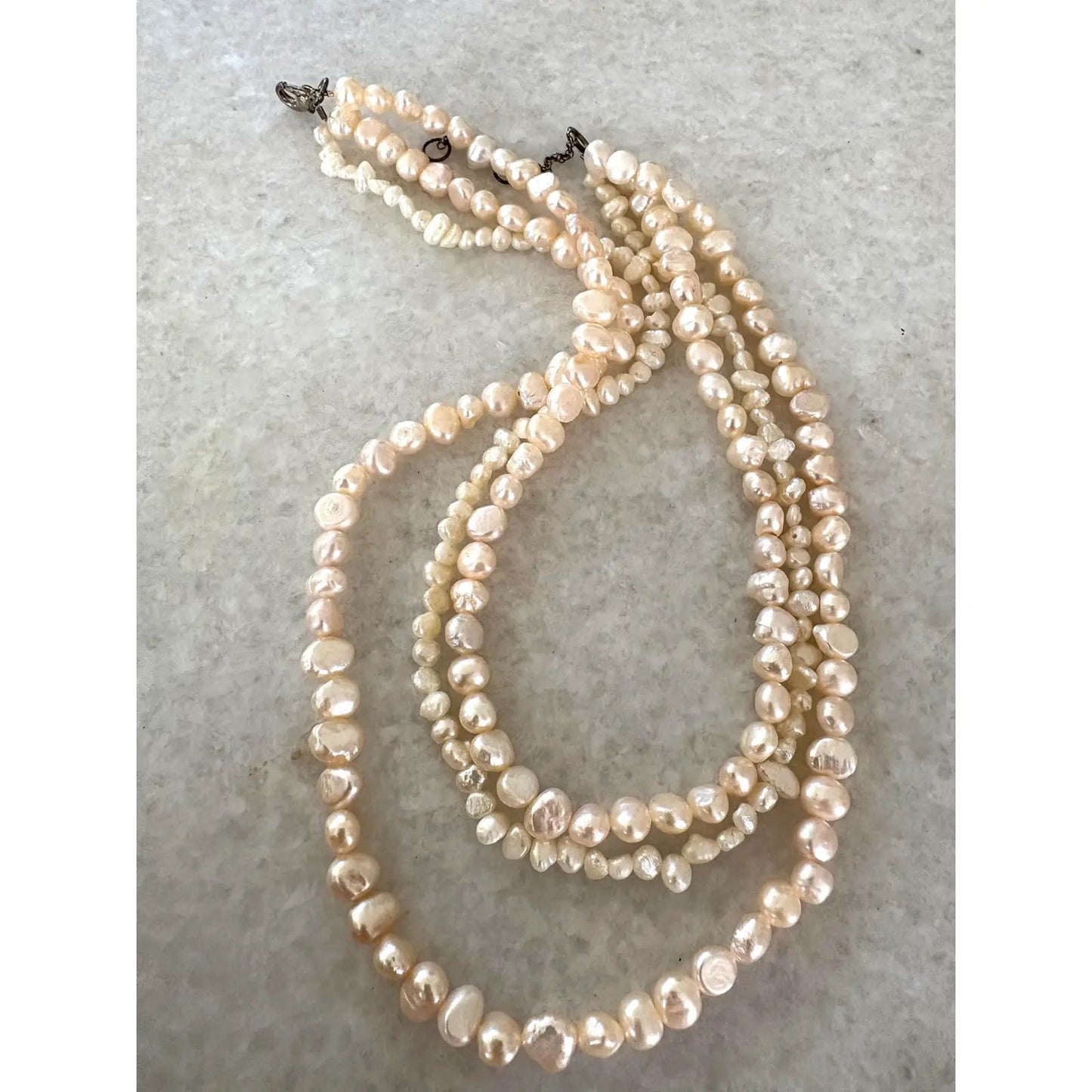 Stunning Three Strand Freshwater, Pearl Necklace