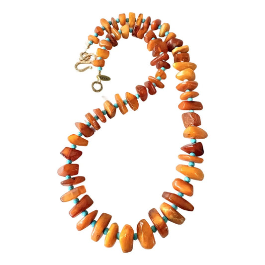Baltic, Amber and Turquoise Accents 22 Inch Beaded Necklace by Matthew Izzo