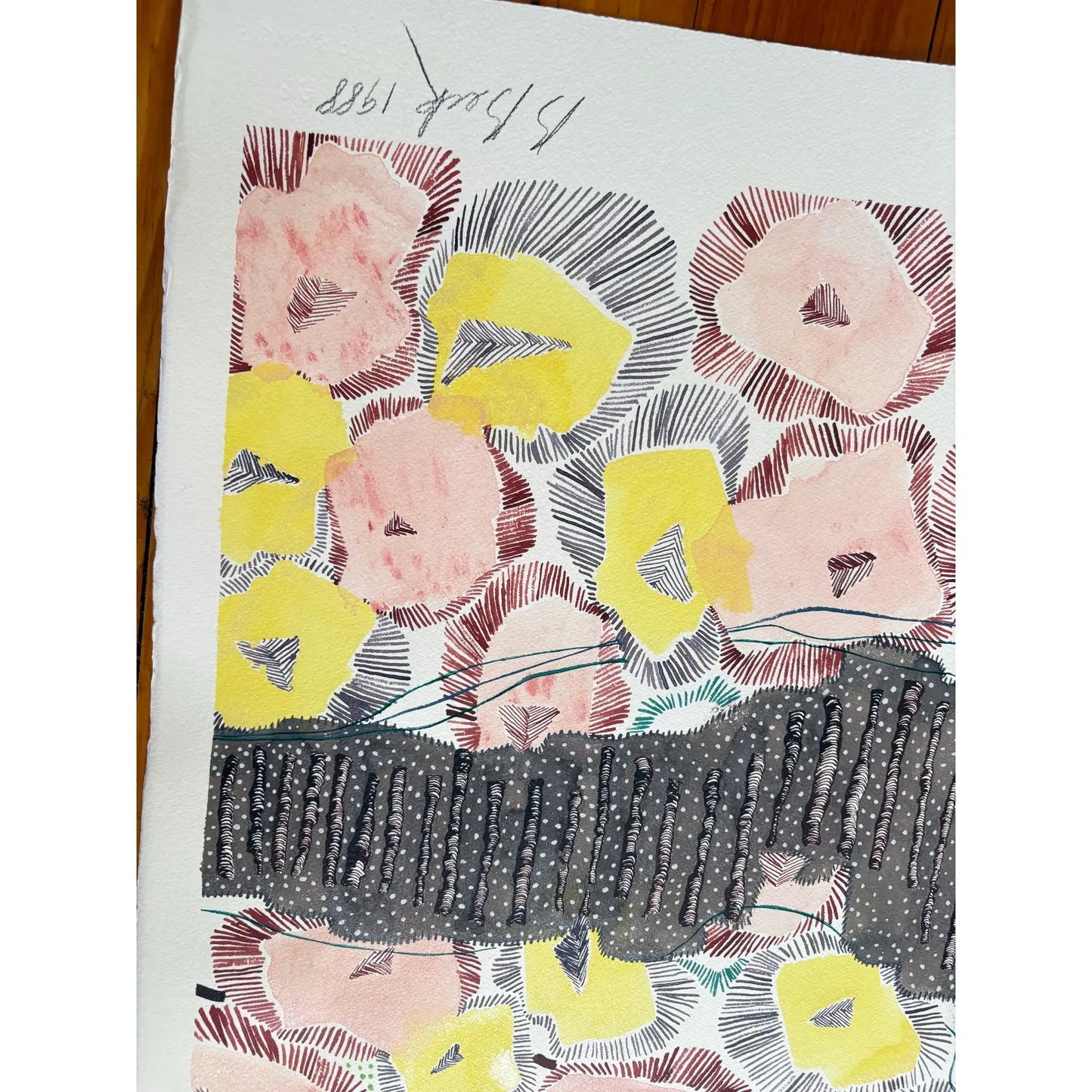Barbara Beck 1998 Abstract Acrylic and Watercolor Painting on Paper - Signed/Dated