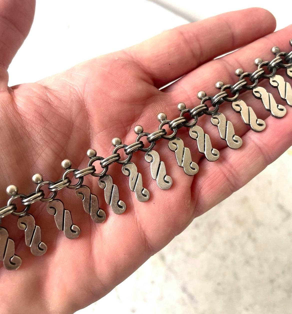 Dulce Sterling Silver Spray Link Necklace 1980s