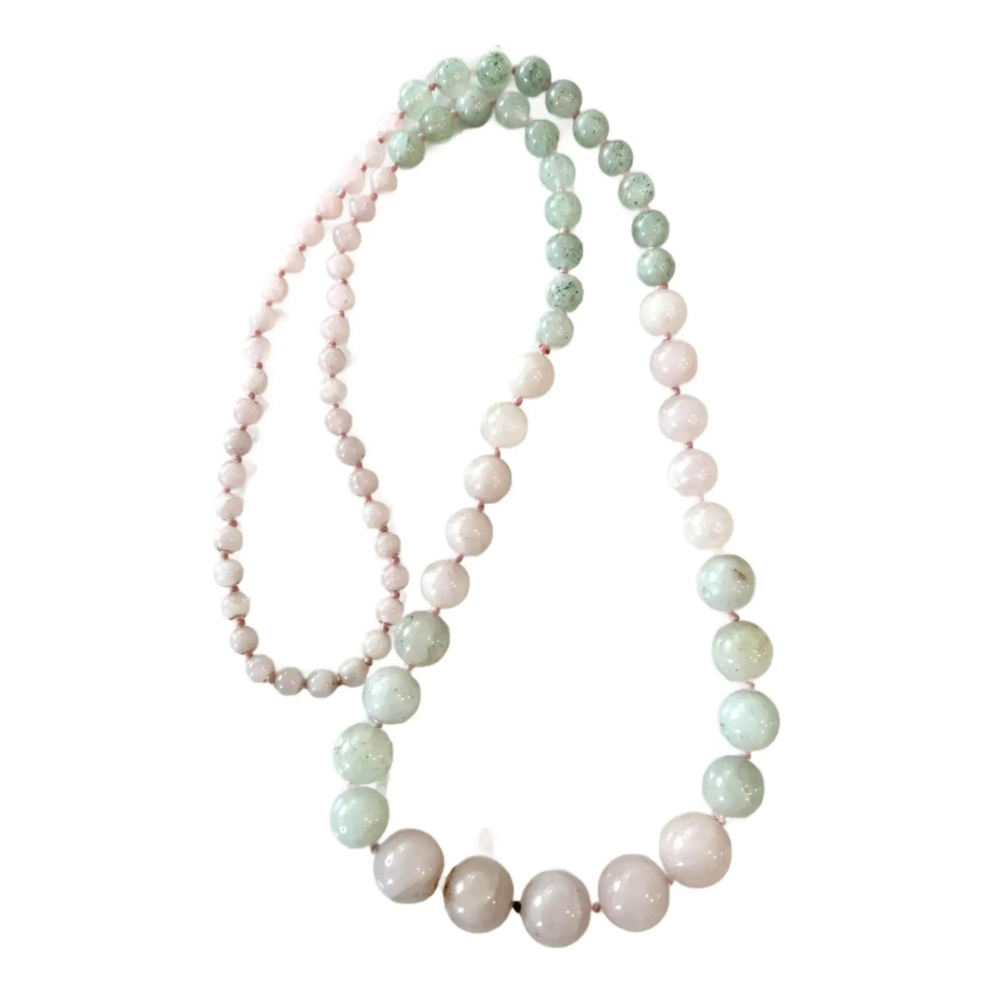 Vintage Rose Quartz & Jade Beaded Necklace