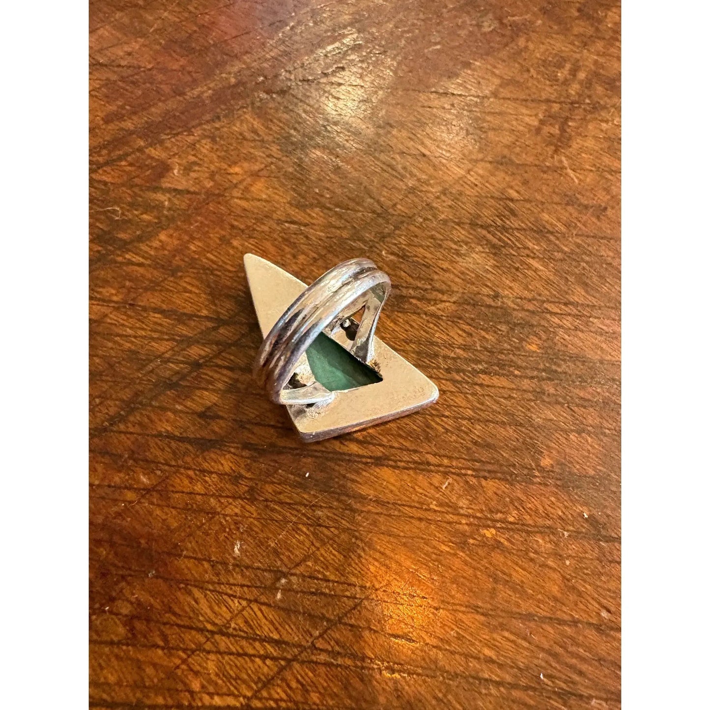 Anillo de cóctel vintage de plata de ley con malaquita