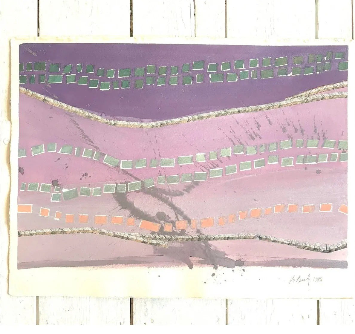 Barbara Beck 1986 Abstract Acrylic Painting on Paper