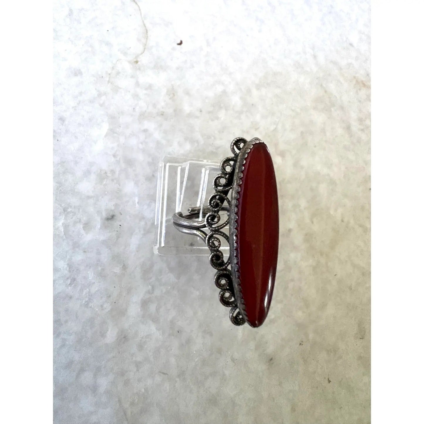 Vintage Sterling Silver and Carnelian Cocktail Ring