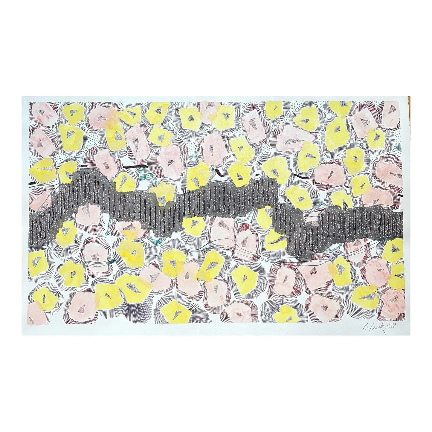 Barbara Beck 1998 Abstract Acrylic and Watercolor Painting on Paper - Signed/Dated