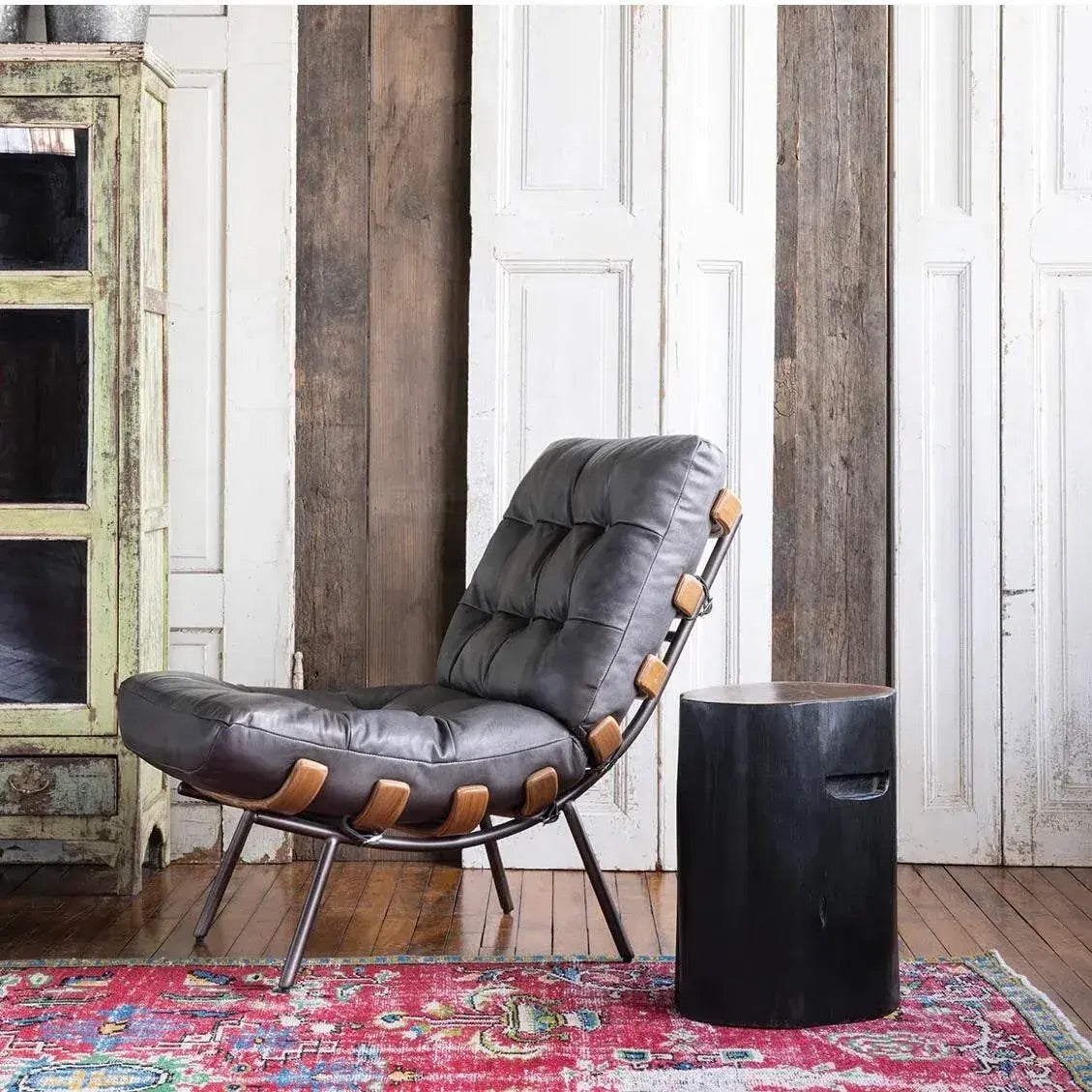 Leather and Wood Mid Century Style Langdon Chair, by Matthew Izzo Home