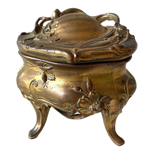 Art Nouveau Cast Metal Jewelry / Trinket Box