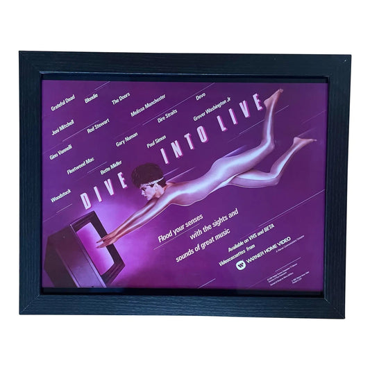 Rare 1980s Rare Warner Video Marketing Poster, Laminate - Framed