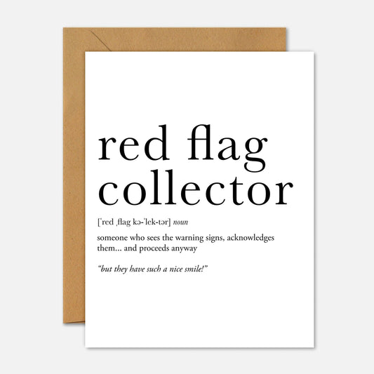 Footnotes - Red Flag Collector Definition – Mental Health Greeting Card