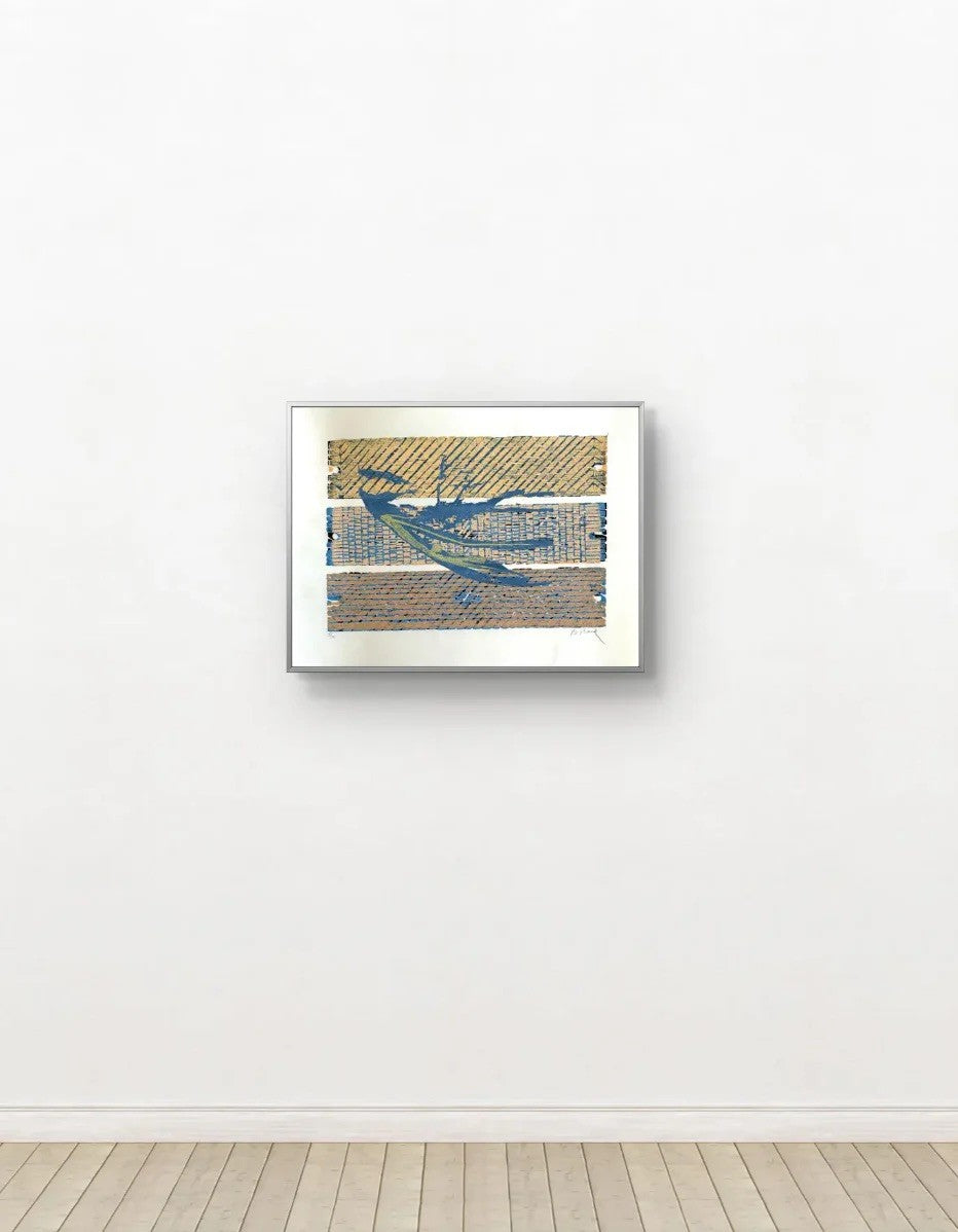 Barbara Beck Abstract Mid Century Modern Woodblock Print on Paper