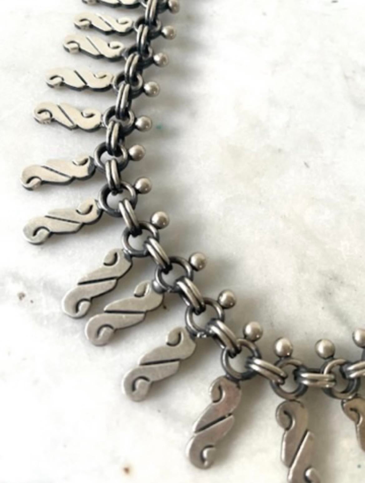 Dulce Sterling Silver Spray Link Necklace 1980s