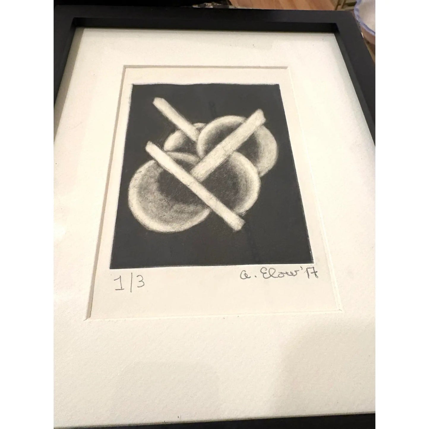 Alon Elow Abstract Etching Made by Artist in Ny Studio Signed in Pencil
