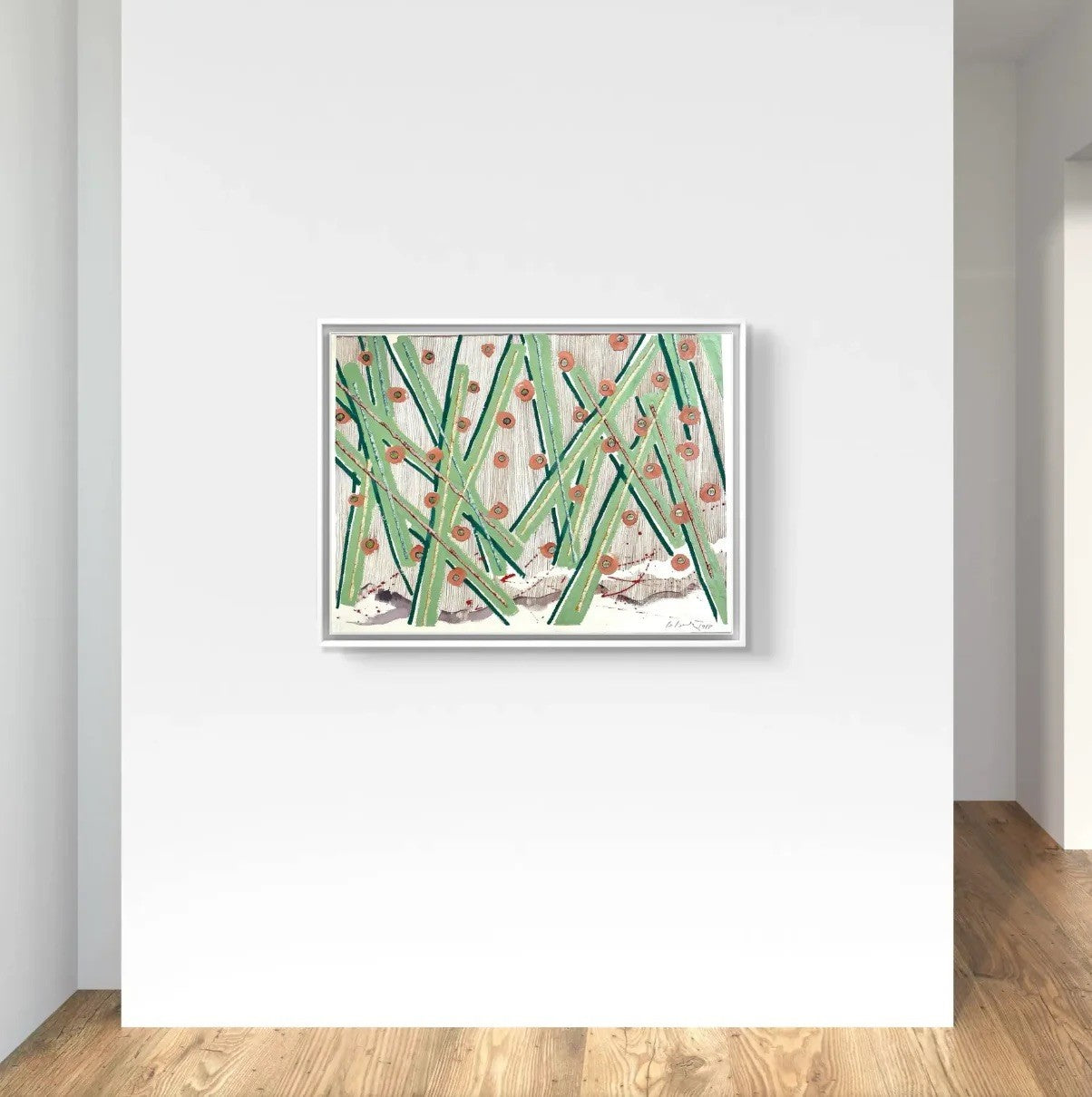 Pintura abstracta sobre papel de Barbara Beck de 1988