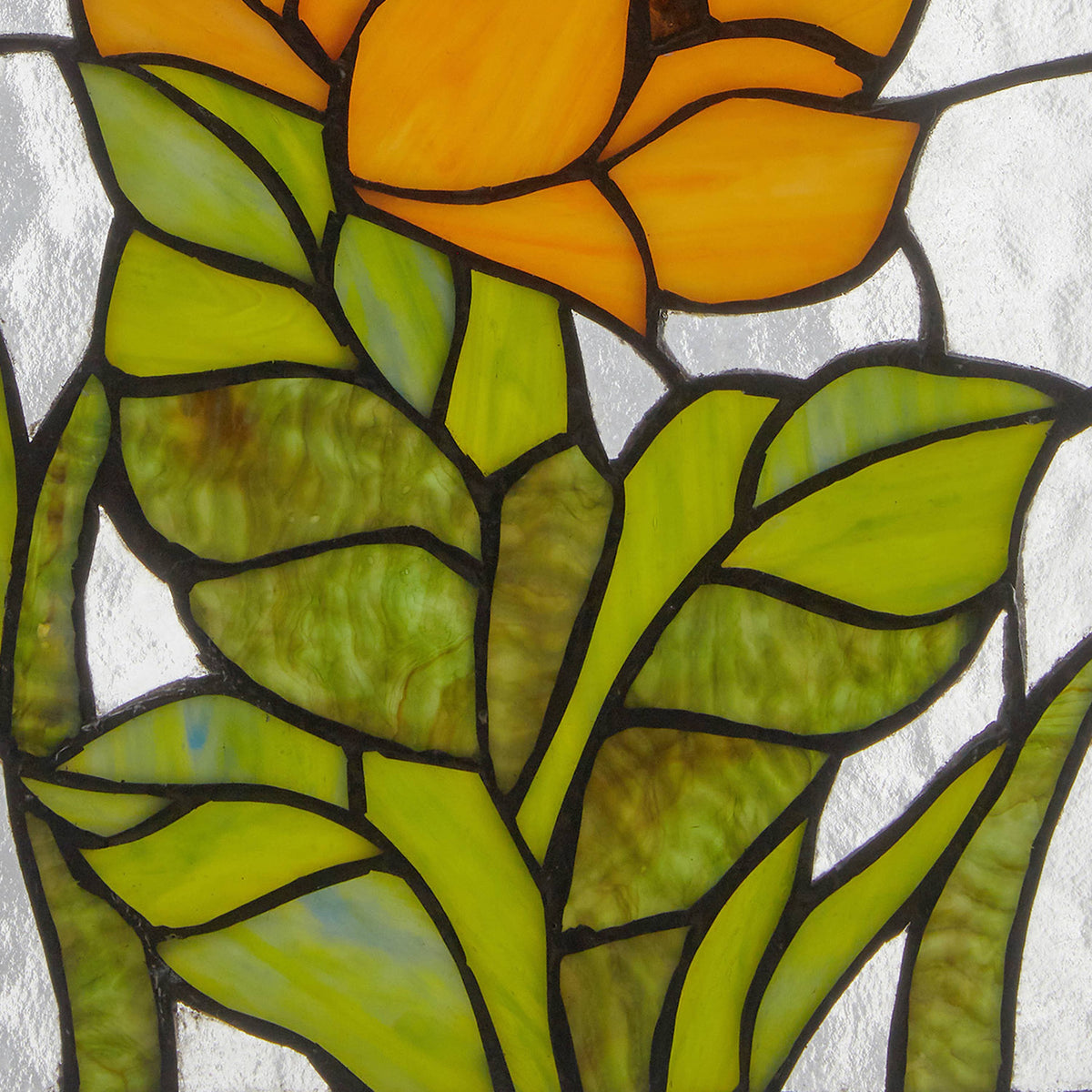 Stained Glass Multicolored Sunflower Window Panel 11.25”H