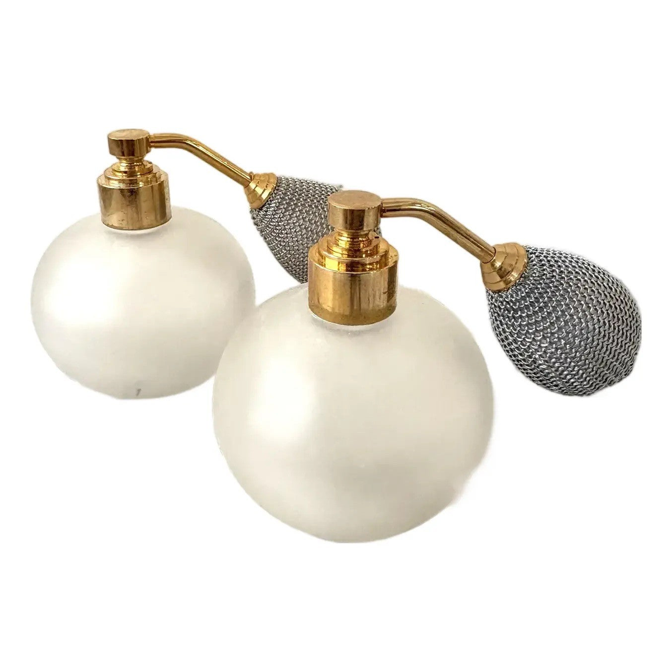 Walter Sperger Frosted Glass, Brass and Atomizer Perfume Bottle Set (2 Pieces)
