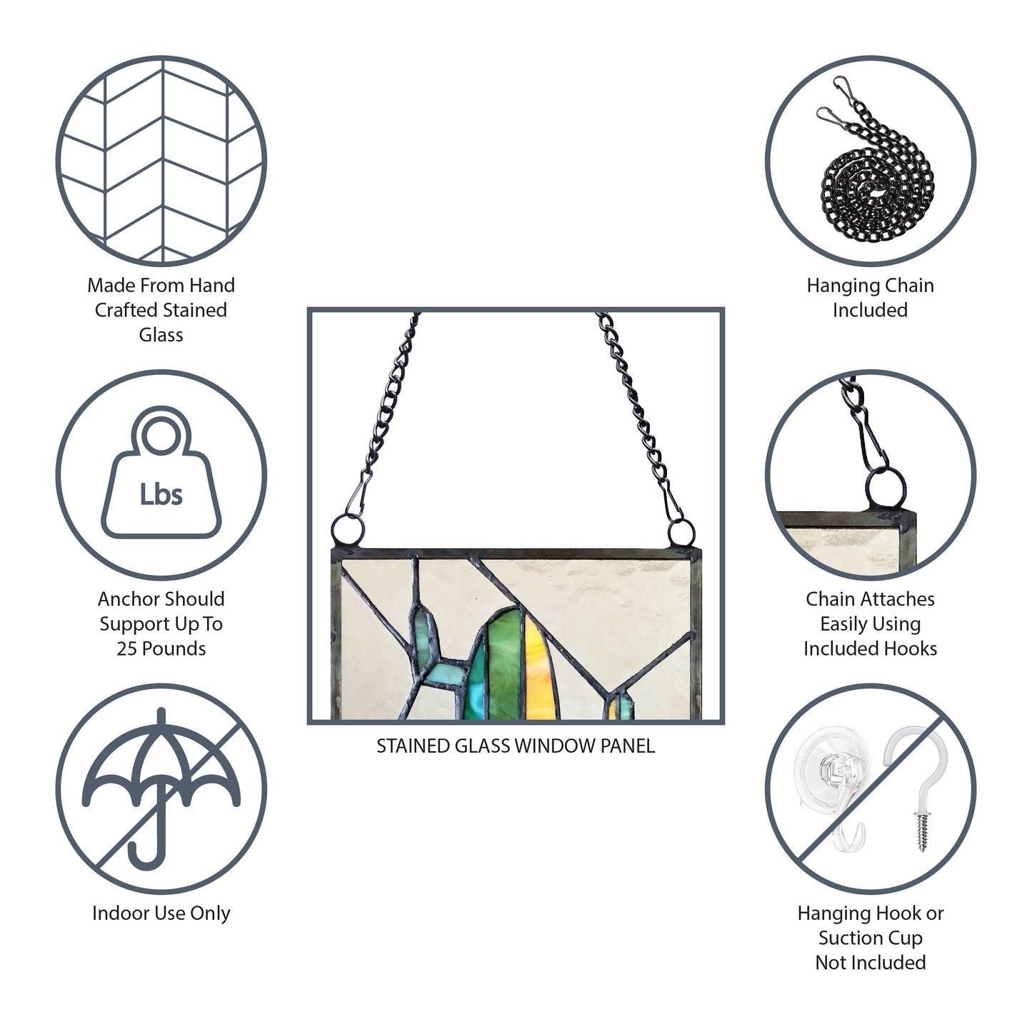 Vidrio emplomado - Panel de ventana Cardenales rojos del Edén en otoño de 14" de alto