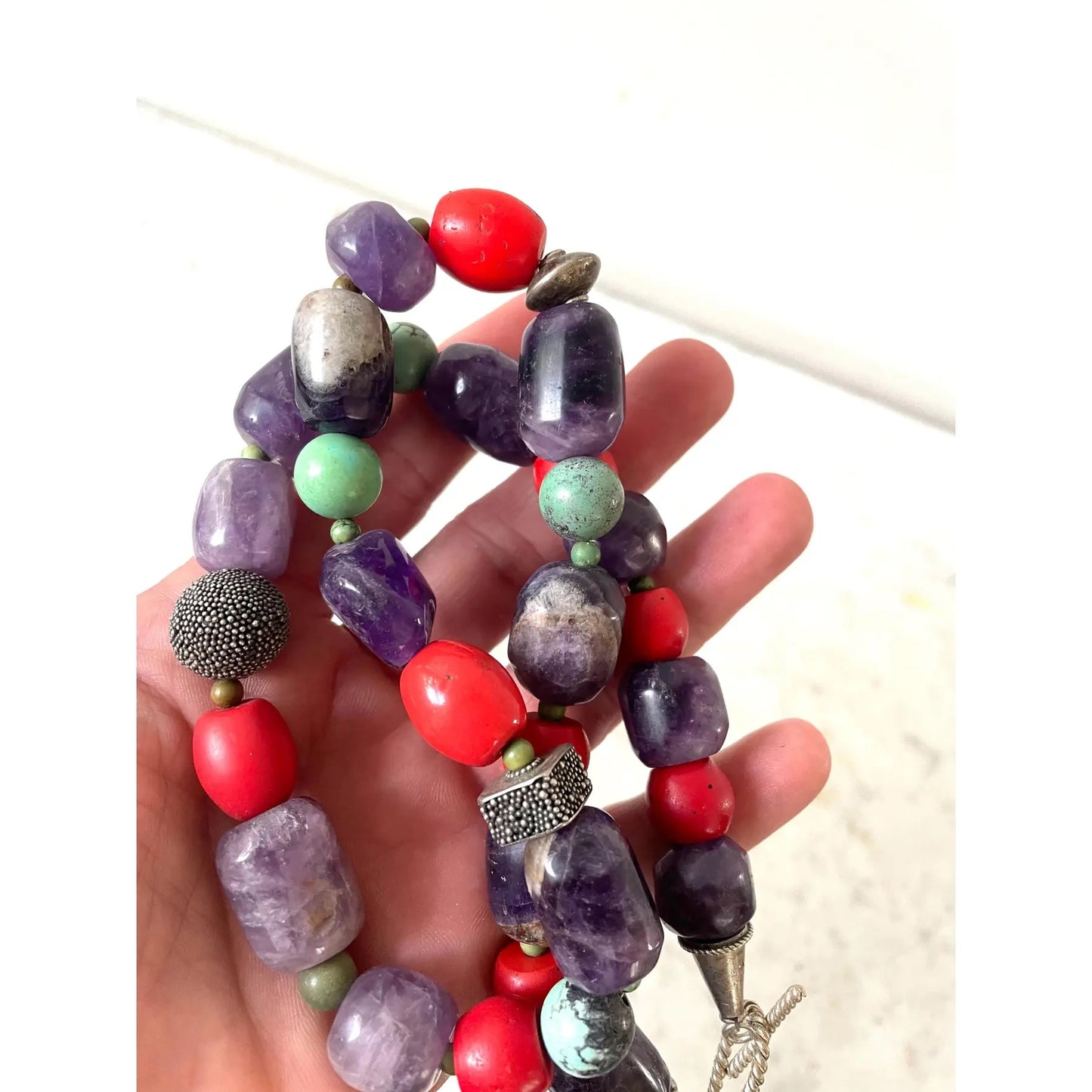 Mixed Beaded Necklaces, Antique Amethyst, Turquoise, African Beads, Designed by Matthew Izzo