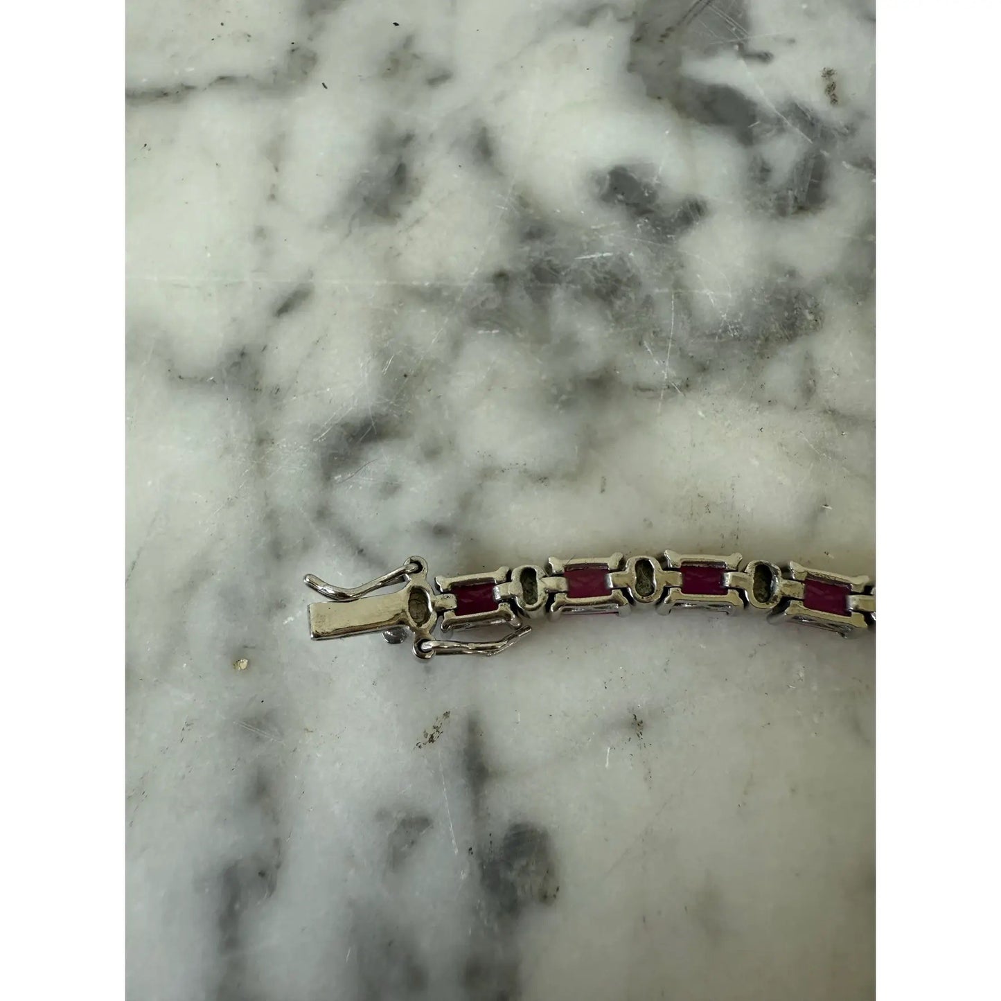 Vivid Pink Tourmaline Sterling Silver Tennis Bracelet