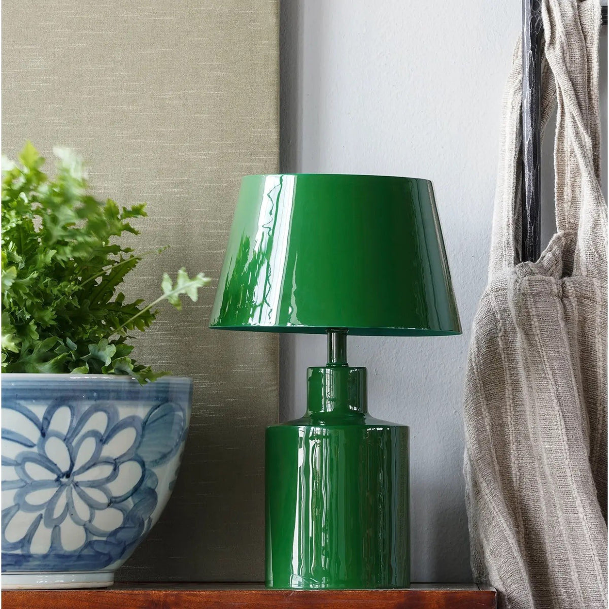Contemporary Matthew Izzo Home Emerald Enamel Table Lamp