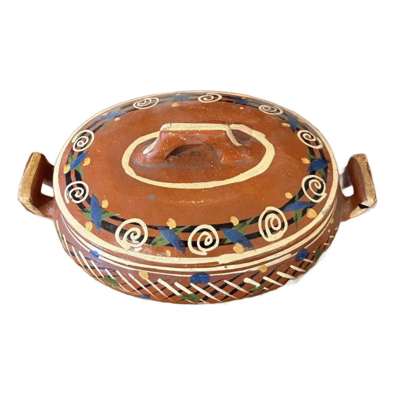 Vintage Mexican Tlaquepaque Art Pottery Casserole Dish With a Lid