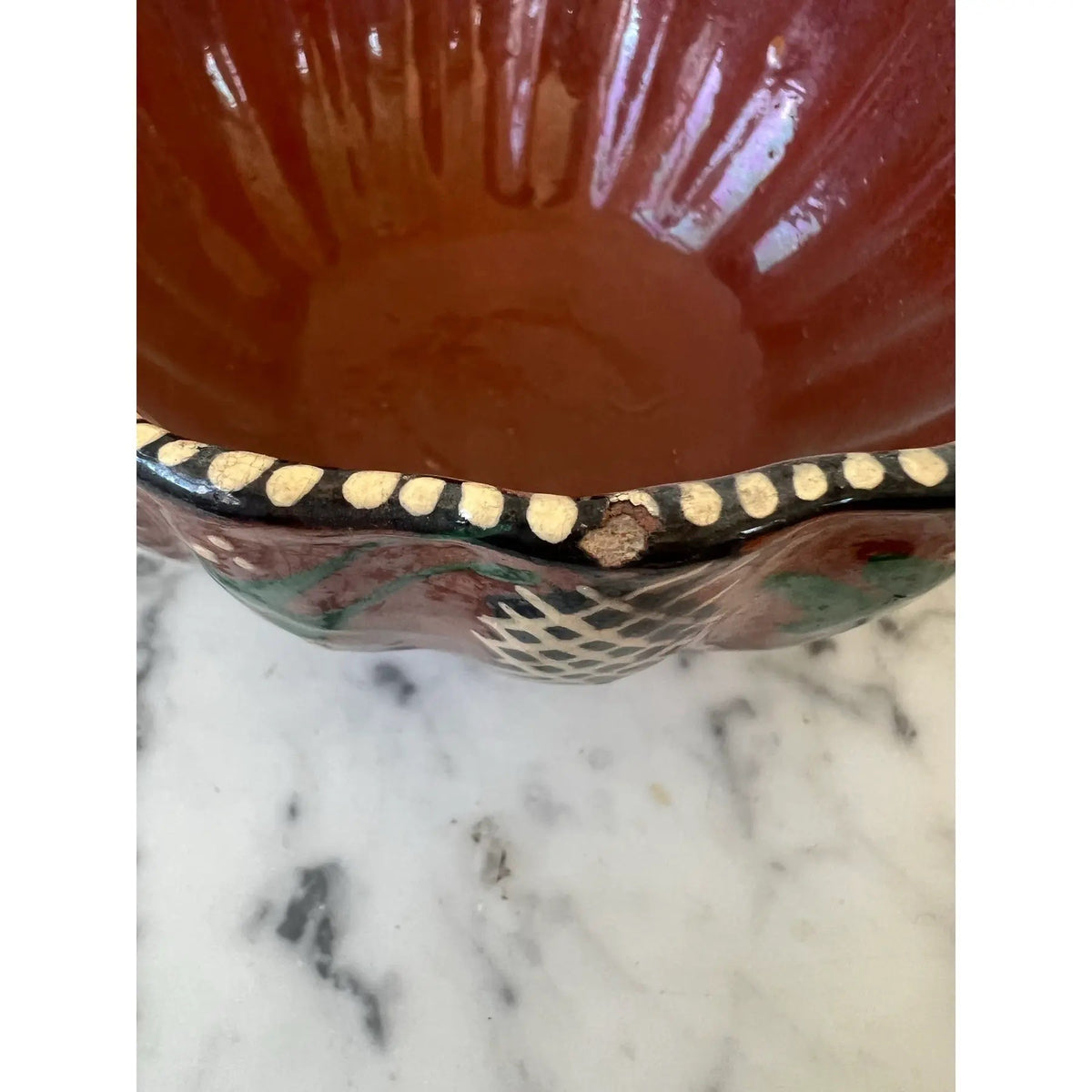 Small Handpainted Terra Cotta Bowl