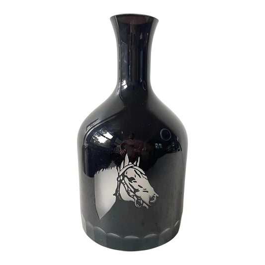 TWO’s Etched Horse Head Black Glass Decanter