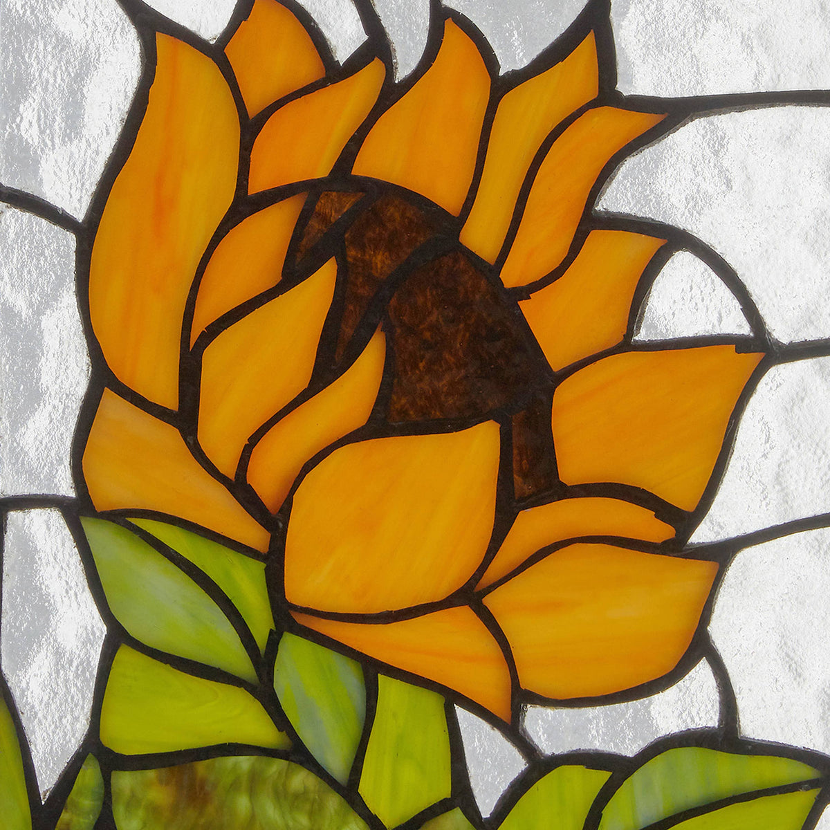 Stained Glass Multicolored Sunflower Window Panel 11.25”H