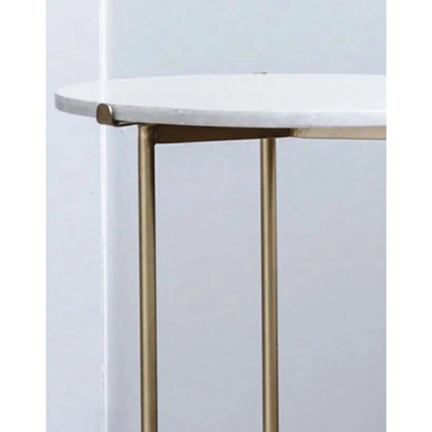 Matthew Izzo Marble and Brass Three-Legged Side Table