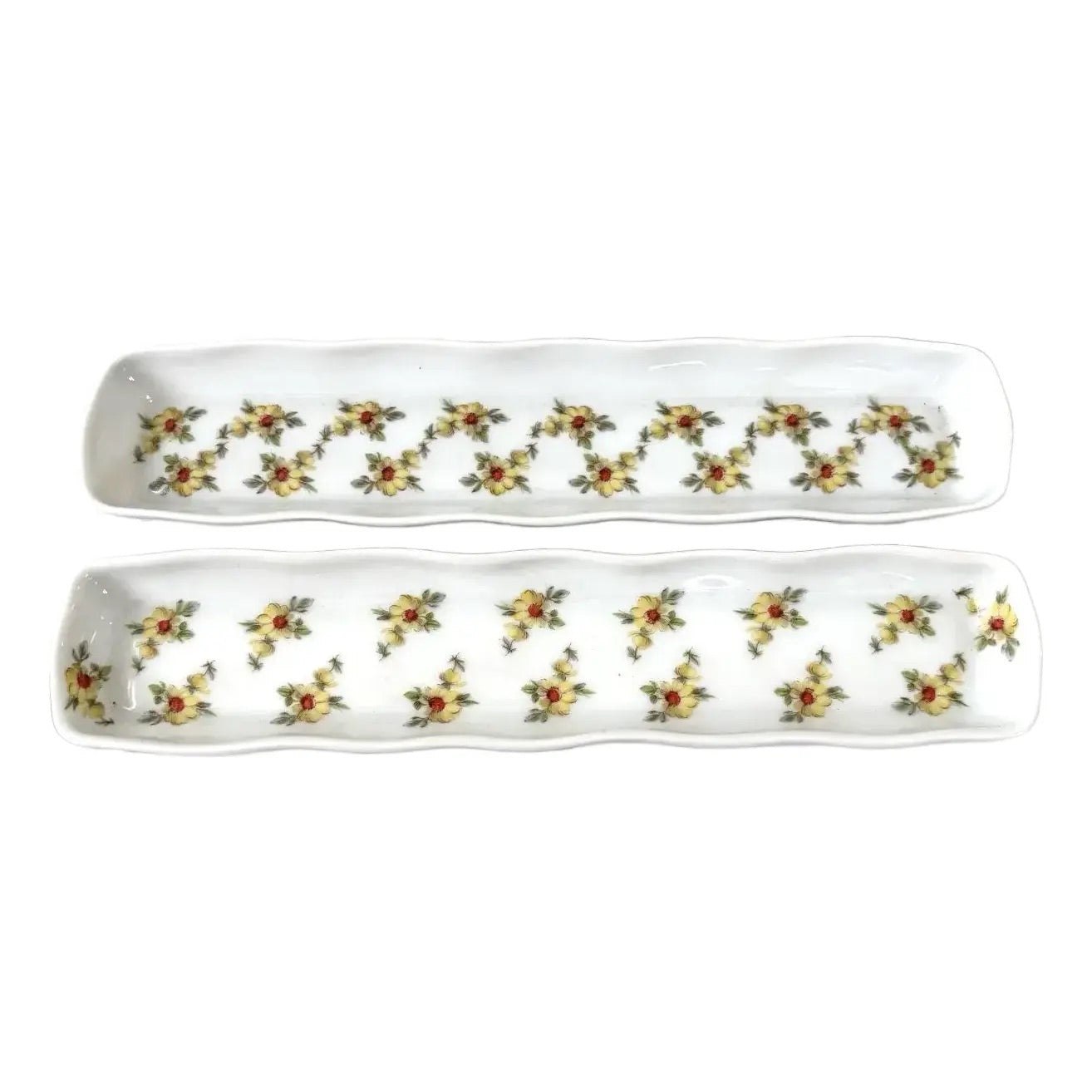 Limoges France Hand-painted Porcelain Jewelry or Trinket Trays, Set of 2