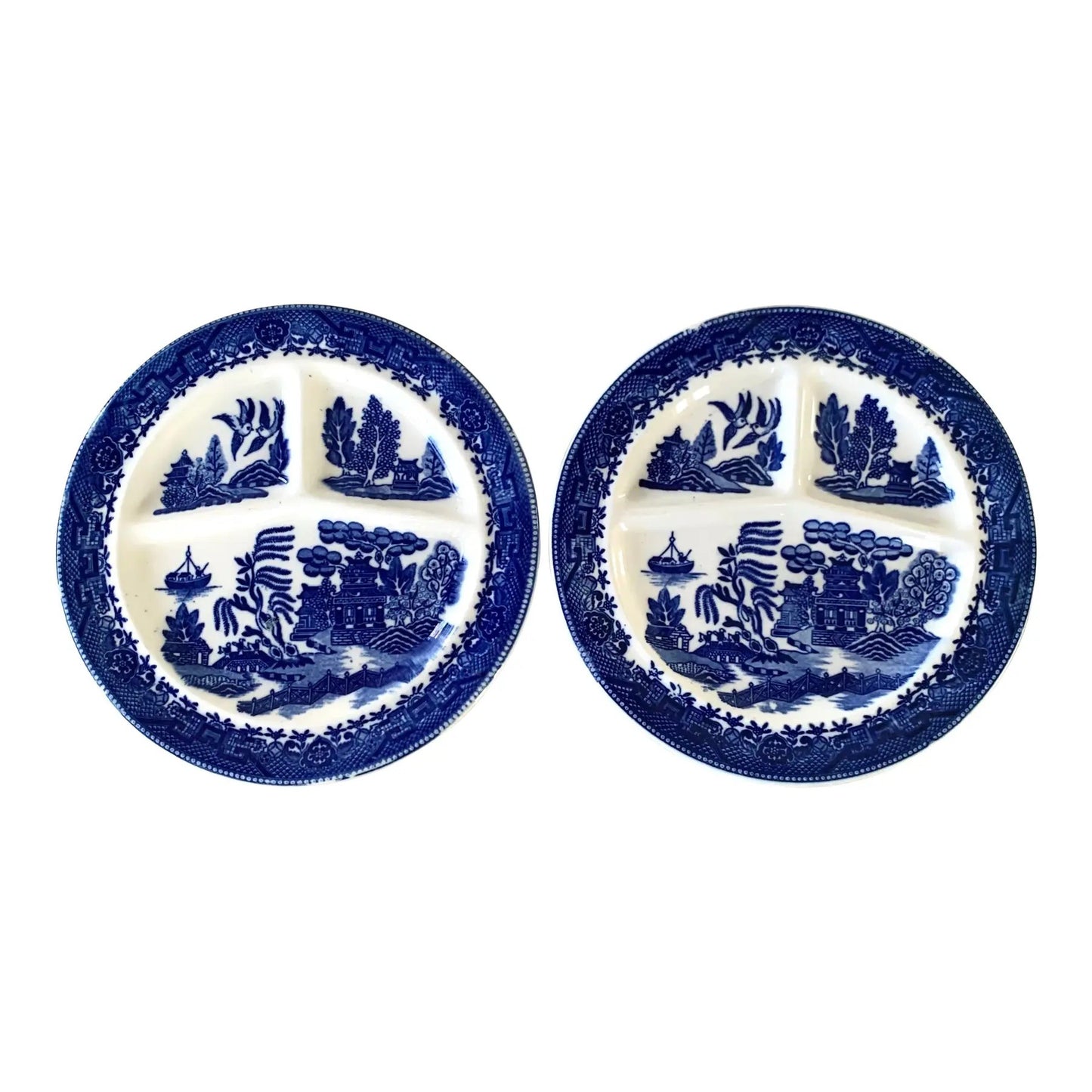 Vintage Blue Willow Moriyama Partitioned Plate - Set of 2