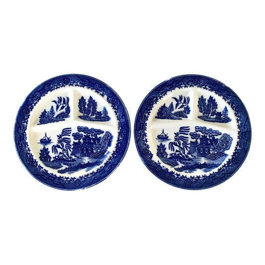 Vintage Blue Willow Moriyama Partitioned Plate - Set of 2