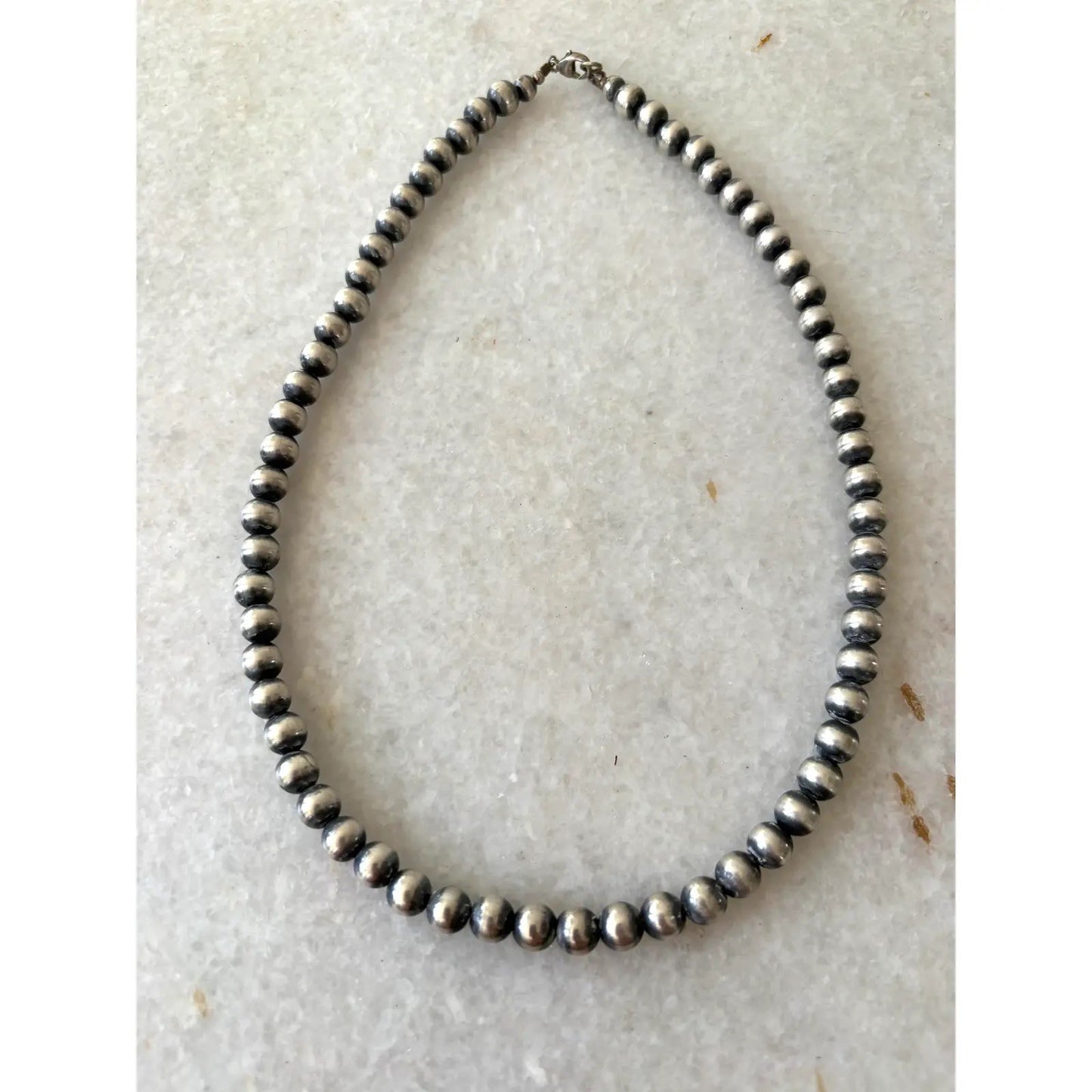 Vintage Navajo Sterling Silver Pearls Beaded Necklace