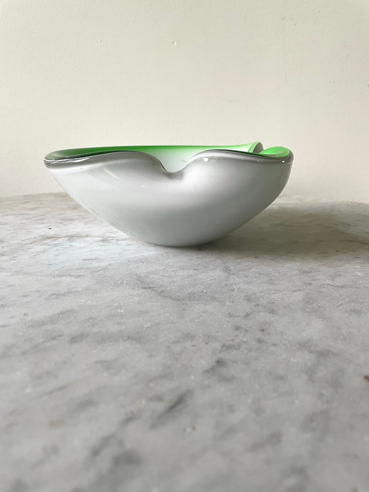 1950s Frattelli Toso Murano Glass Green Brown Swirl Design Bowl