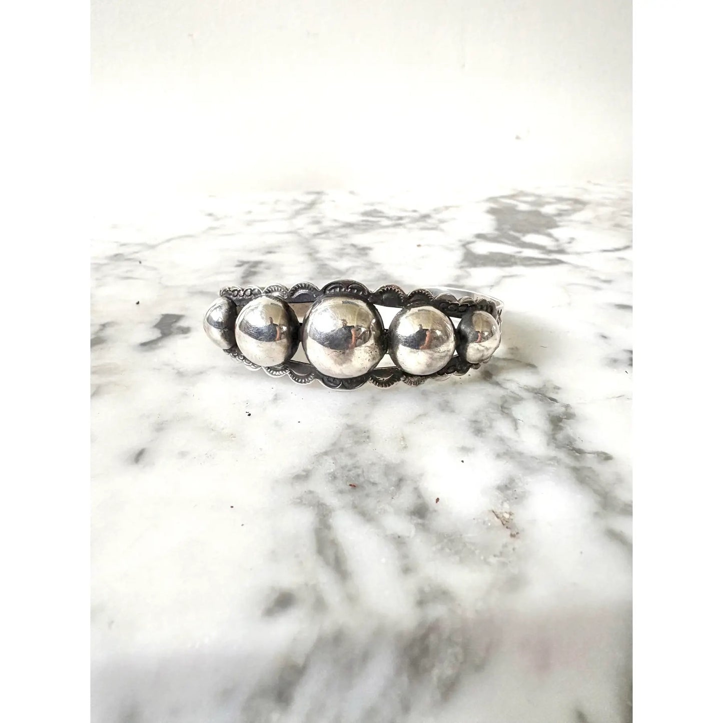 Pulsera de puño Navajo de plata de ley vintage, de Fred Harvey