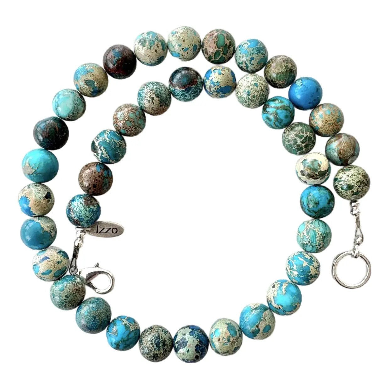 Ocean Jasper Beaded Necklace With Silver Plated Clasp by Matthew Izzo