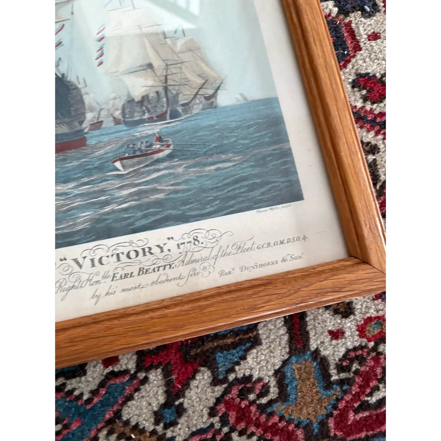 Framed Vintage Nautical Painting "The First Journey, 'Victory'"